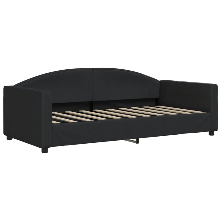 daybed med udtræk og madras 90x190 cm stof sort