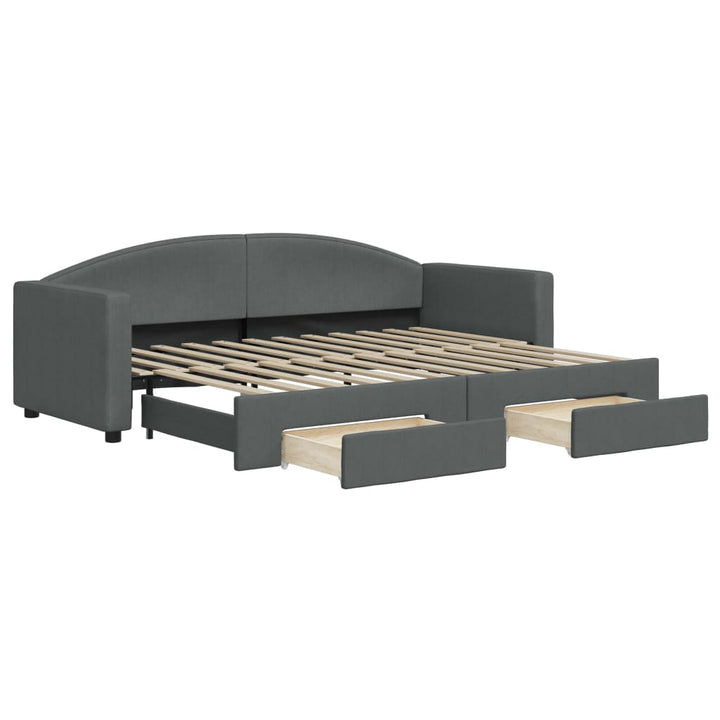 daybed med udtræk og skuffer 80x200 cm stof mørkegrå