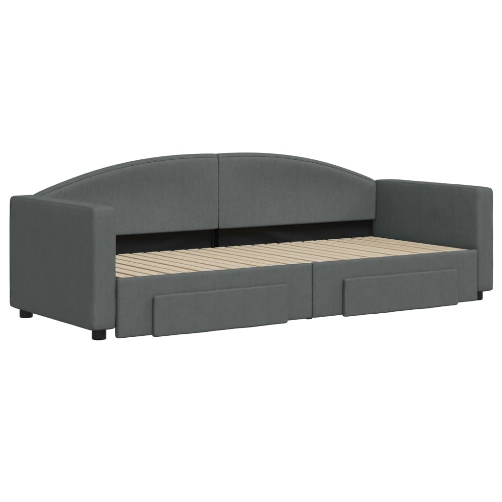 daybed med udtræk og skuffer 80x200 cm stof mørkegrå