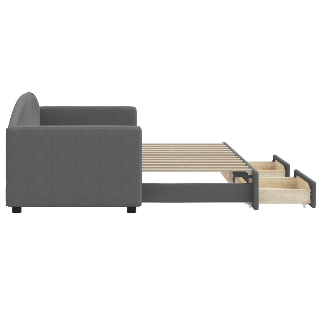 daybed med udtræk og skuffer 80x200 cm stof mørkegrå