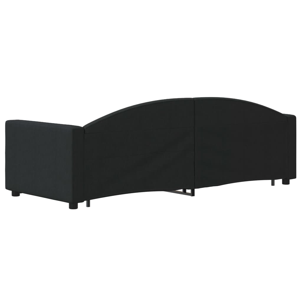 daybed med udtræk og skuffer 80x200 cm stof sort