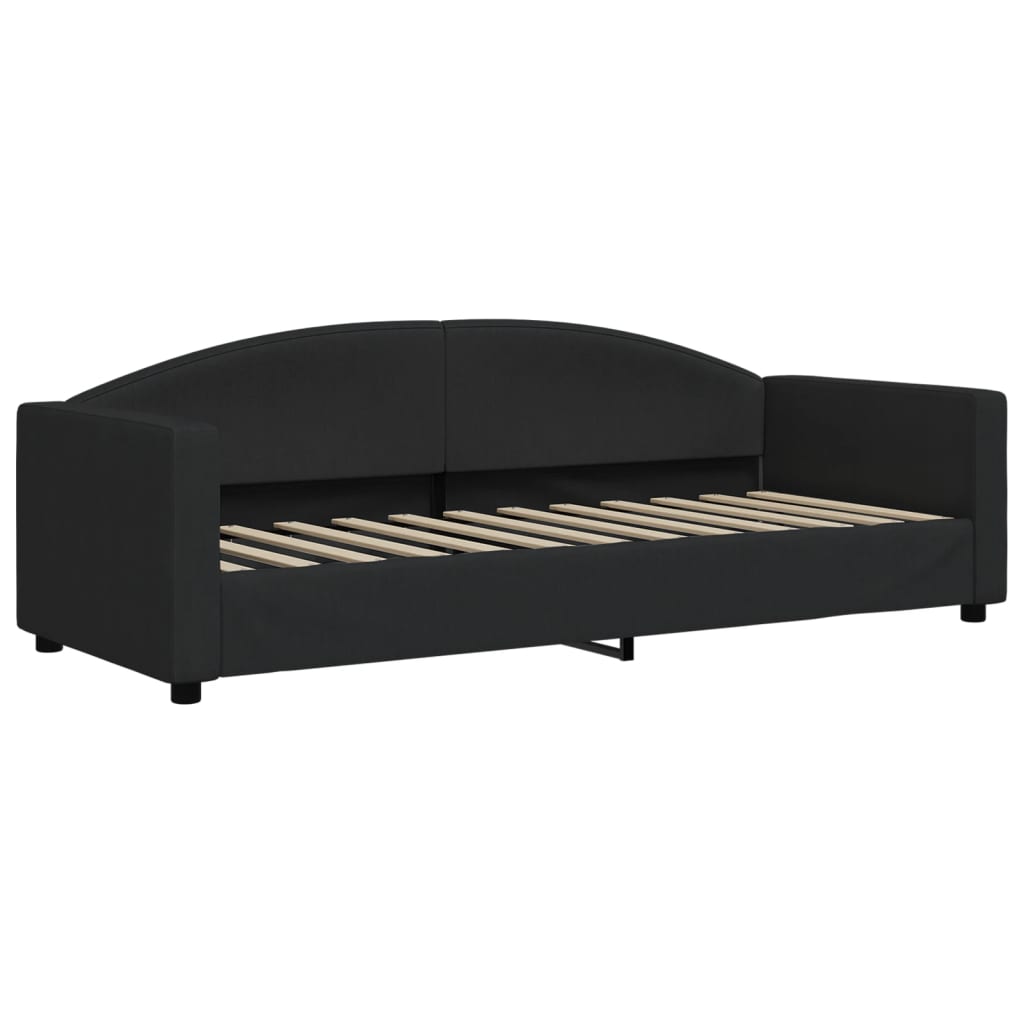 daybed med udtræk og skuffer 80x200 cm stof sort