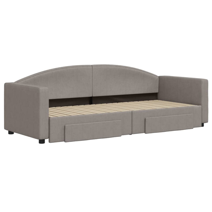 daybed med udtræk og skuffer 80x200 cm stof gråbrun