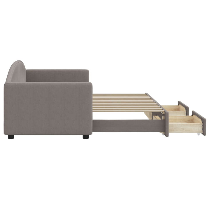 daybed med udtræk og skuffer 80x200 cm stof gråbrun