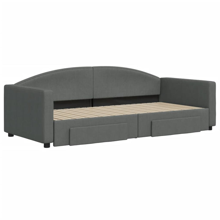 daybed med udtræk og skuffer 90x200 cm stof mørkegrå