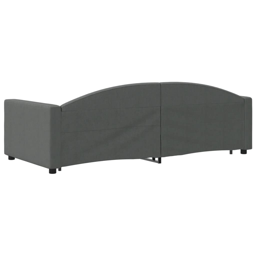 daybed med udtræk og skuffer 90x200 cm stof mørkegrå