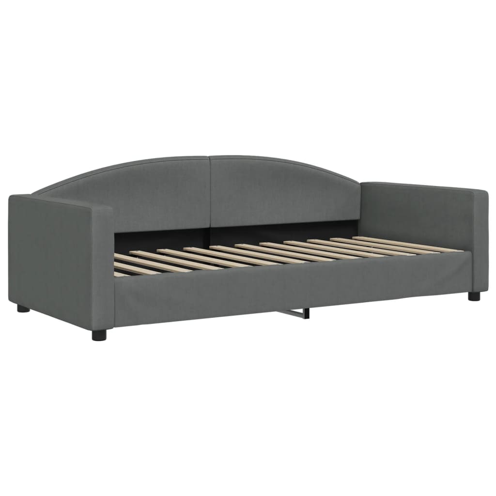 daybed med udtræk og skuffer 90x200 cm stof mørkegrå