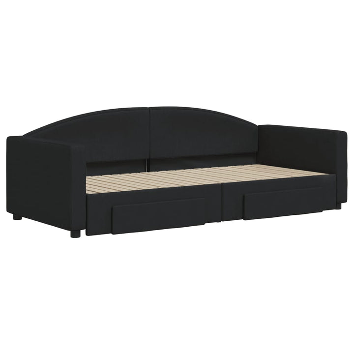 daybed med udtræk og skuffer 80x200 cm stof sort