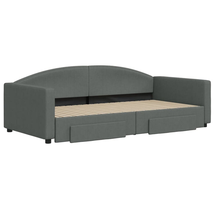 daybed med udtræk og skuffer 100x200 cm stof mørkegrå