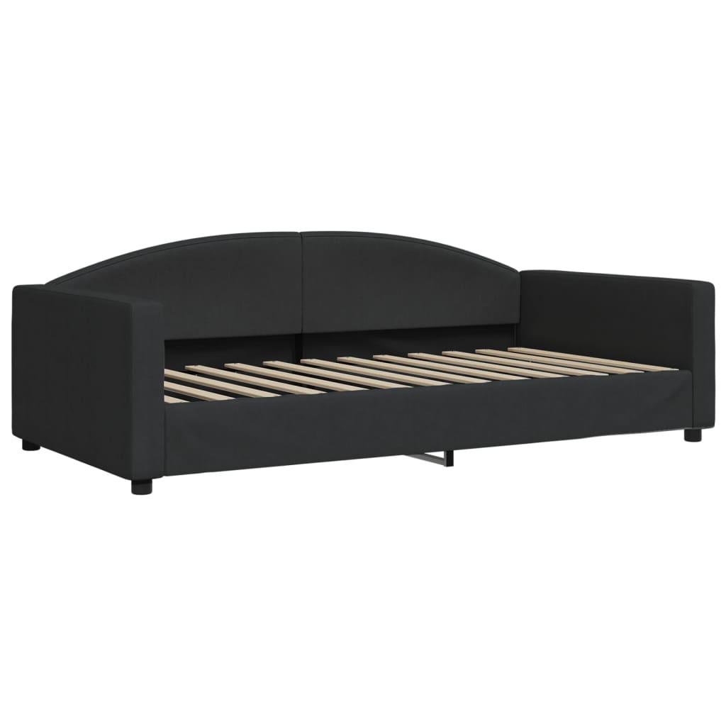 daybed med udtræk og skuffer 100x200 cm stof sort