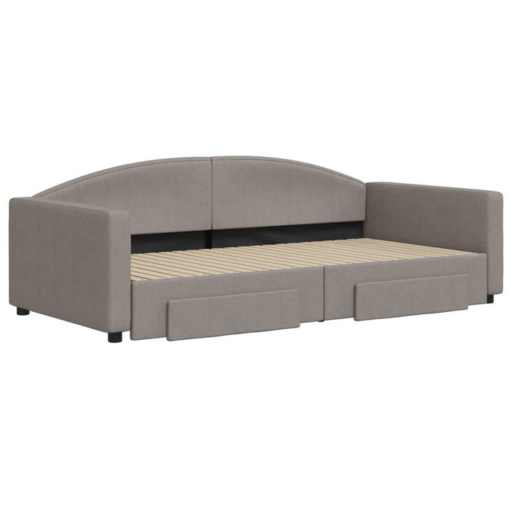 daybed med udtræk og skuffer 100x200 cm stof gråbrun