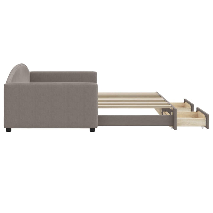 daybed med udtræk og skuffer 100x200 cm stof gråbrun