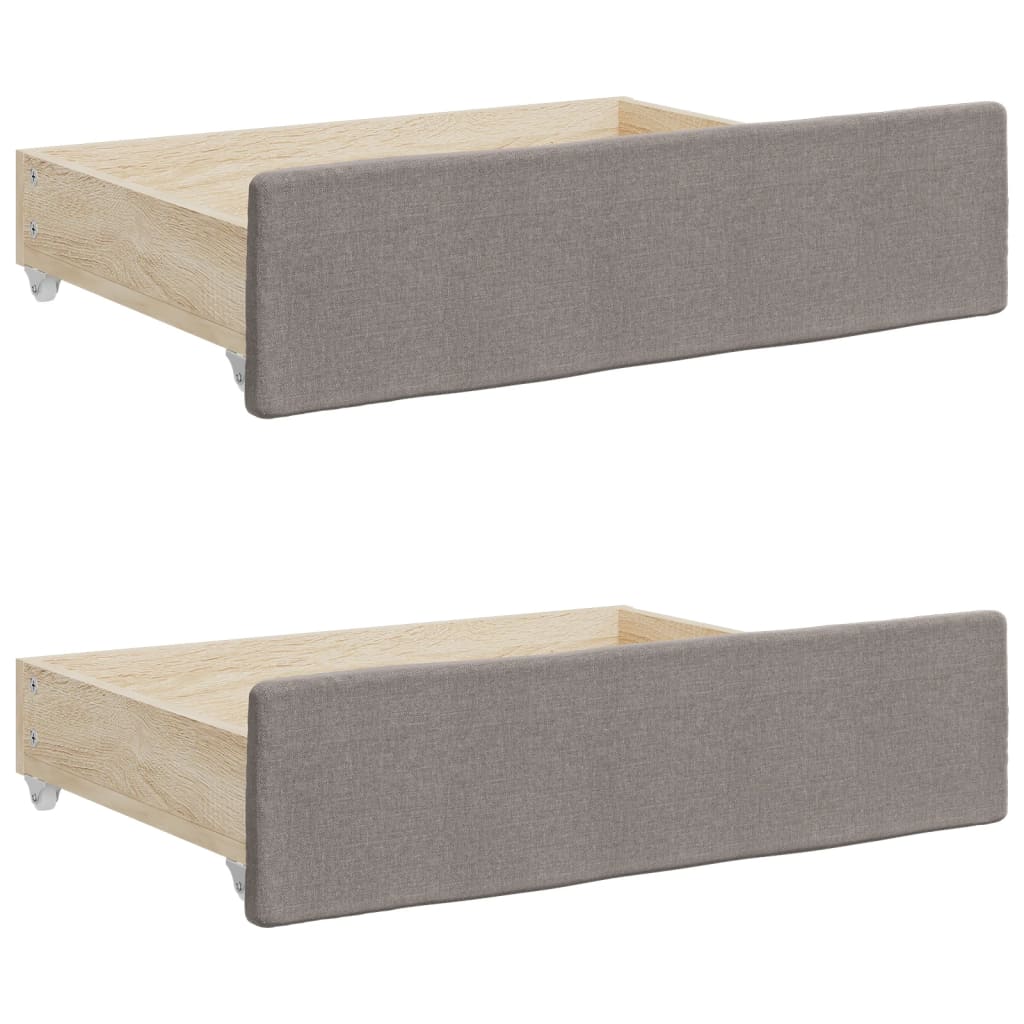 daybed med udtræk og skuffer 100x200 cm stof gråbrun