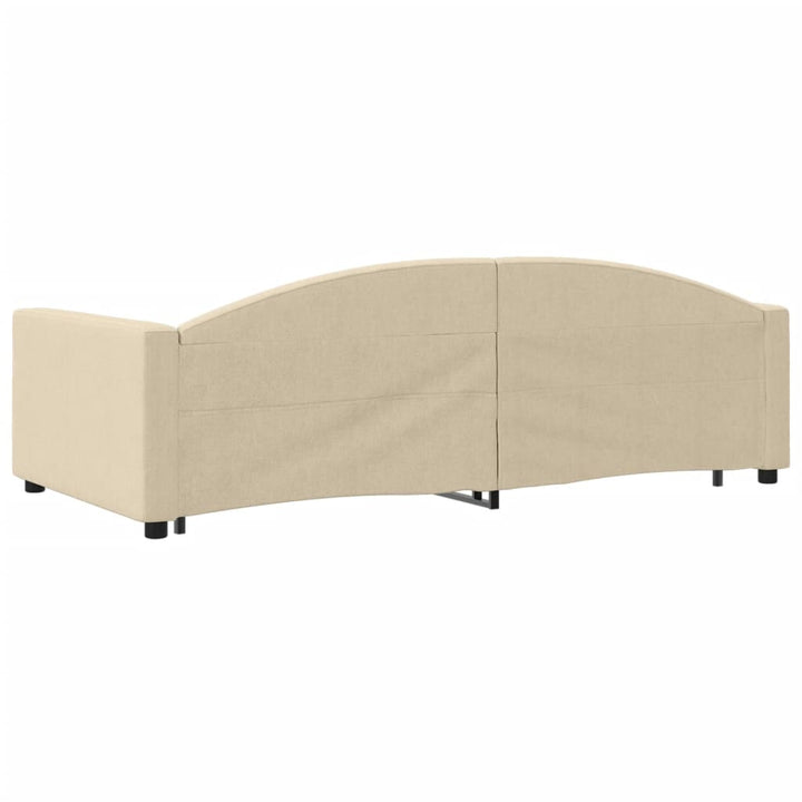daybed med udtræk og skuffer 100x200 cm stof cremefarvet