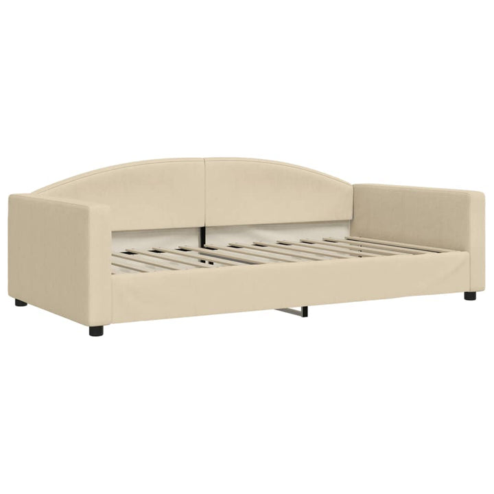 daybed med udtræk og skuffer 100x200 cm stof cremefarvet