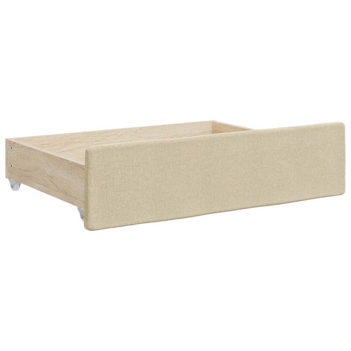 daybed med udtræk og skuffer 100x200 cm stof cremefarvet