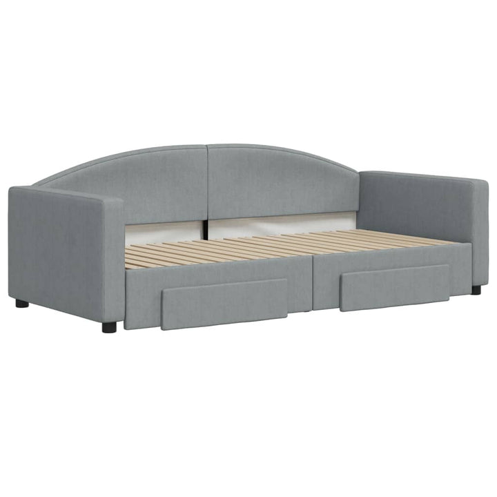 daybed med udtræk og skuffer 90x190 cm stof lysegrå
