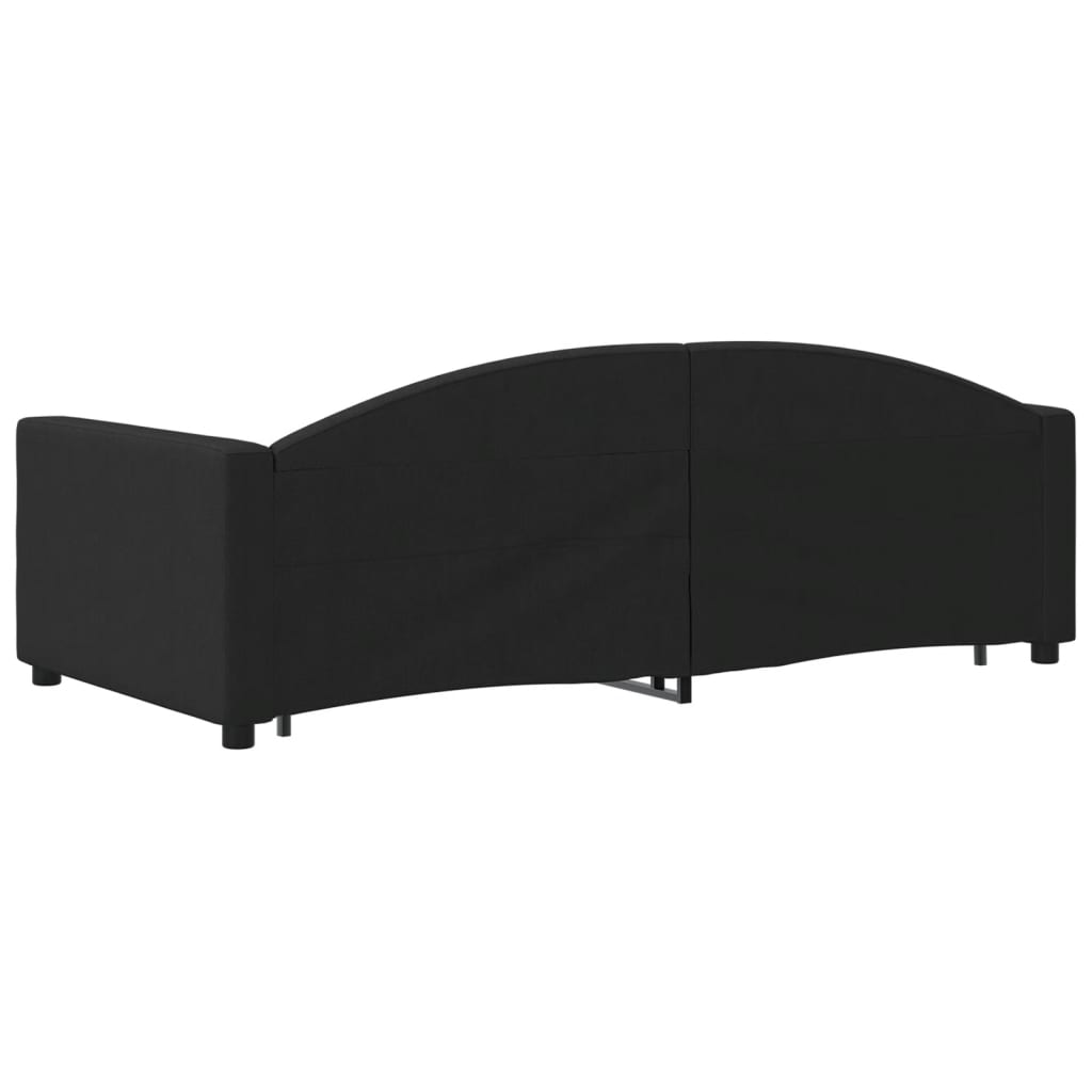 daybed med udtræk og skuffer 90x190 cm stof sort