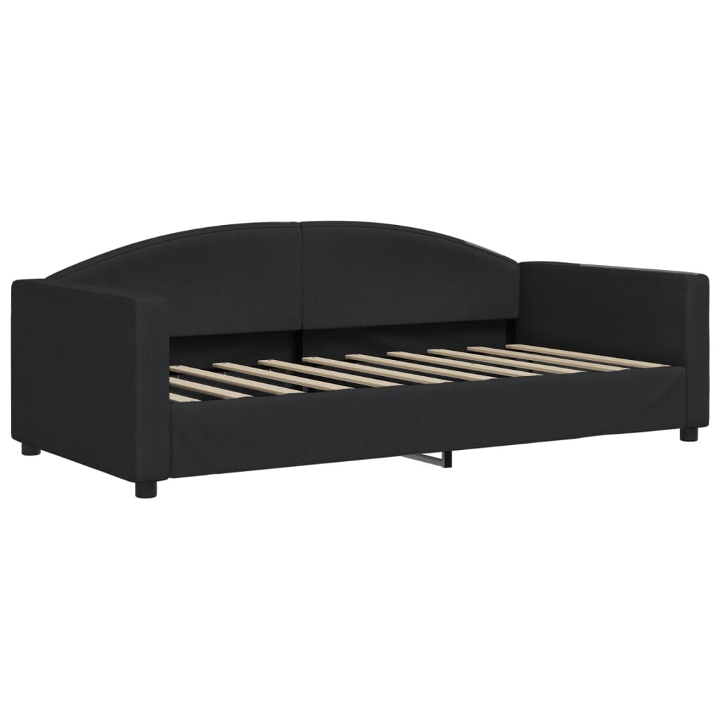daybed med udtræk og skuffer 90x190 cm stof sort
