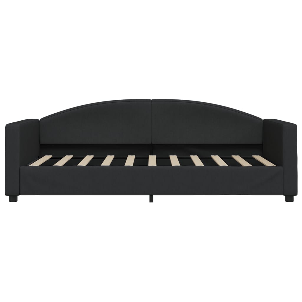 daybed med udtræk og skuffer 90x190 cm stof sort