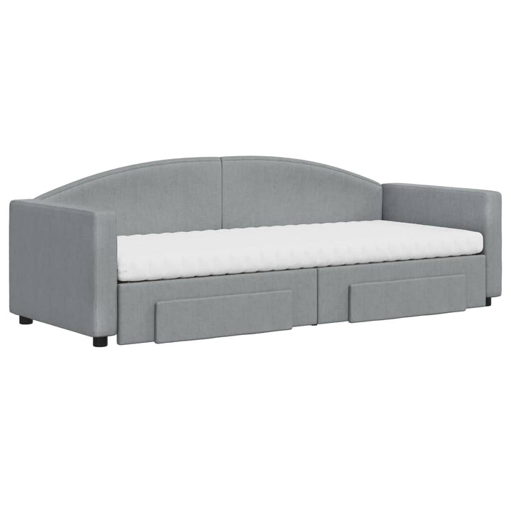 daybed med udtræk og skuffer 80x200 cm stof lysegrå