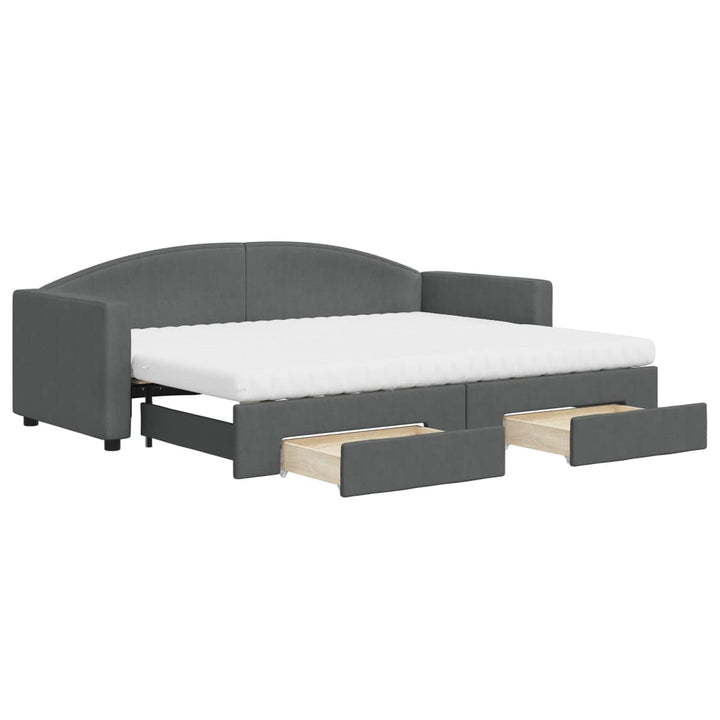 daybed med udtræk og skuffer 80x200 cm stof mørkegrå