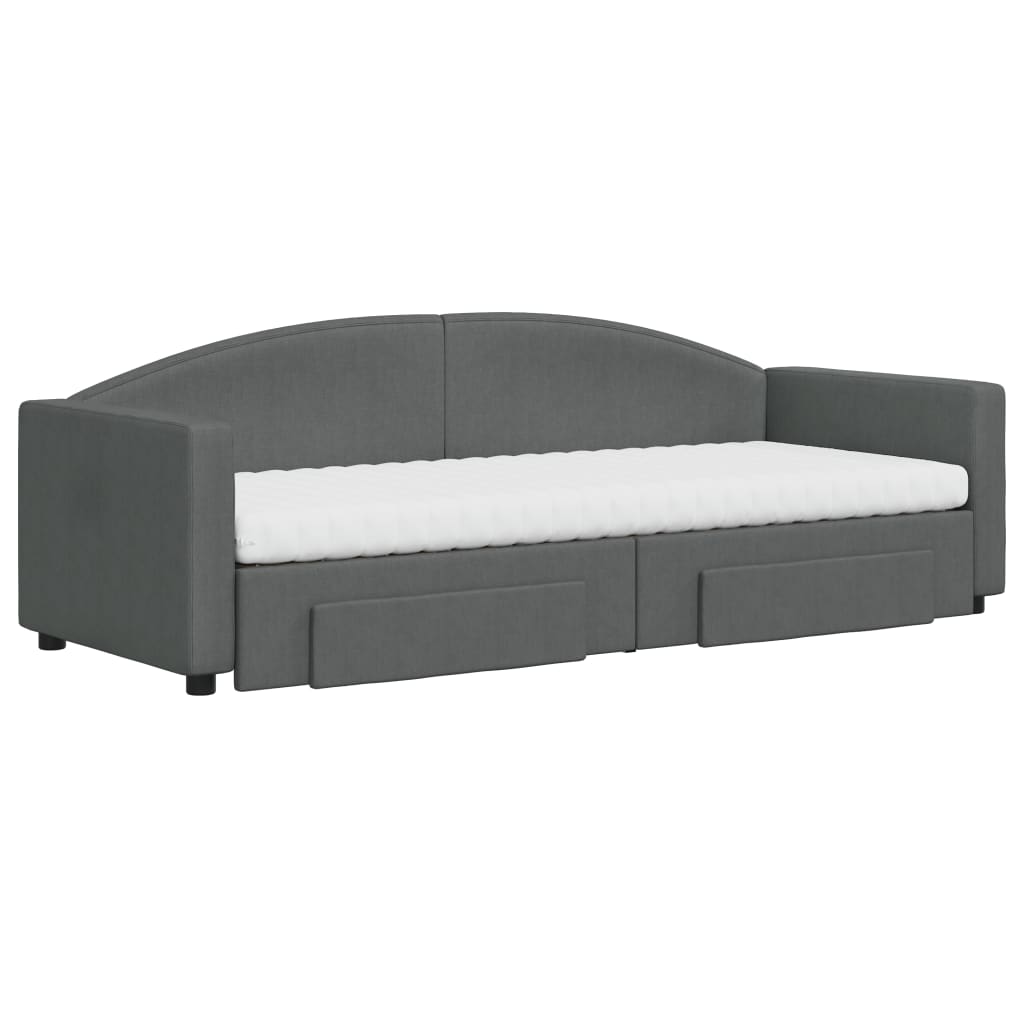 daybed med udtræk og skuffer 80x200 cm stof mørkegrå