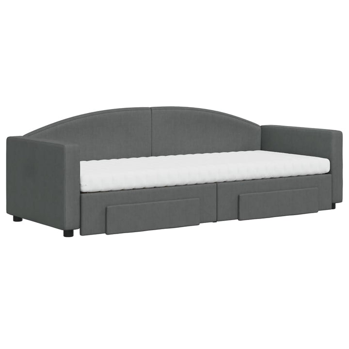 daybed med udtræk og skuffer 80x200 cm stof mørkegrå