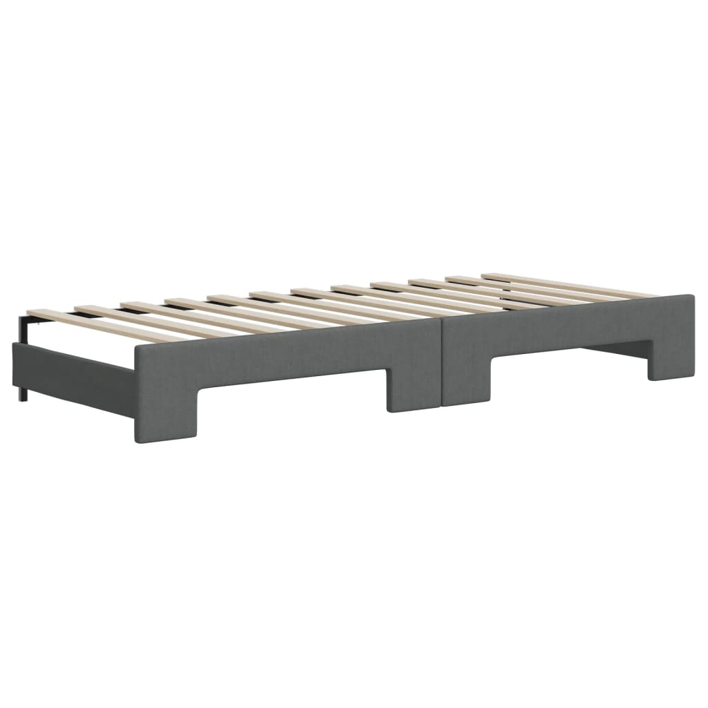daybed med udtræk og skuffer 80x200 cm stof mørkegrå
