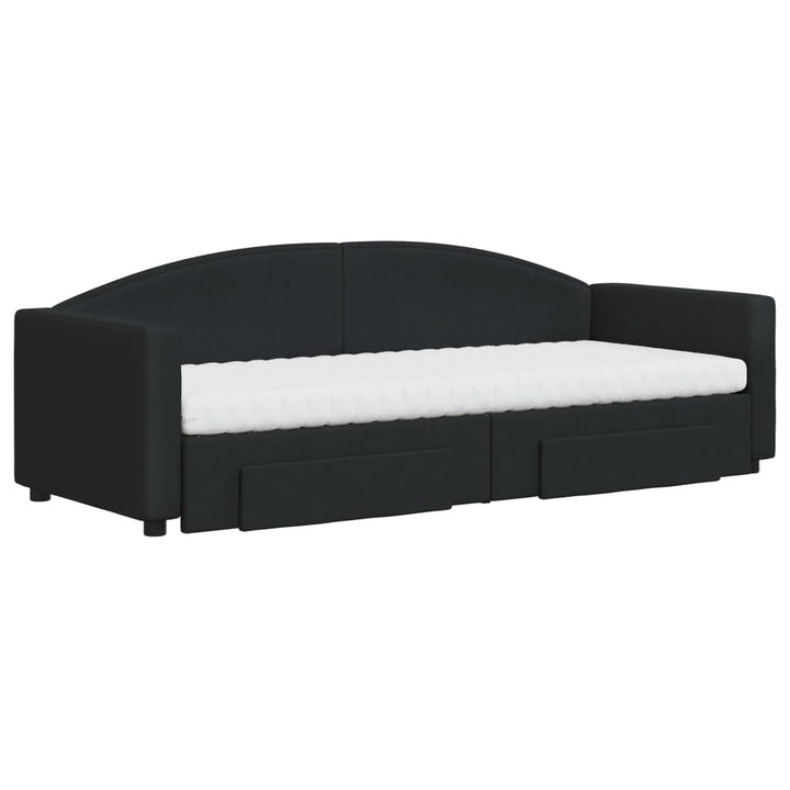 daybed med udtræk og skuffer 80x200 cm stof sort
