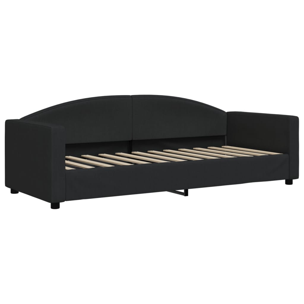 daybed med udtræk og skuffer 80x200 cm stof sort