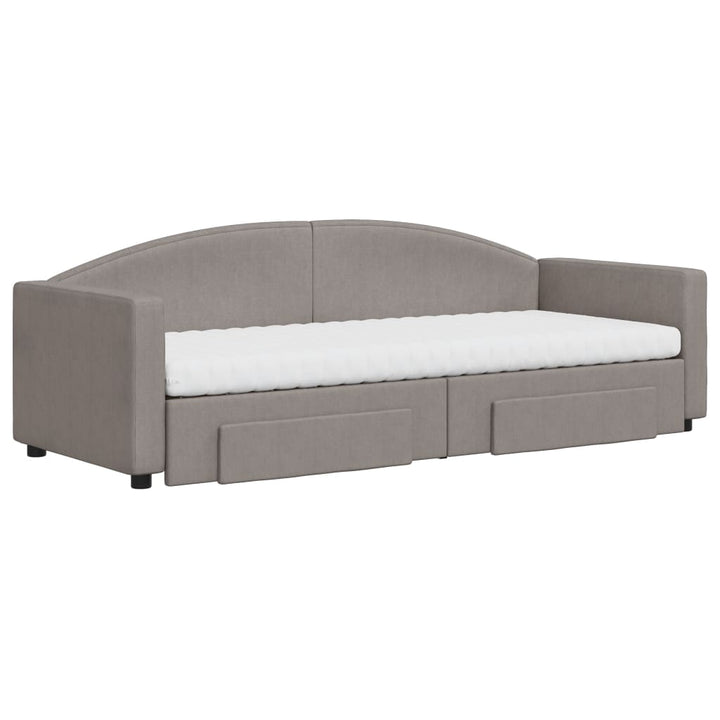 daybed med udtræk og skuffer 80x200 cm stof gråbrun