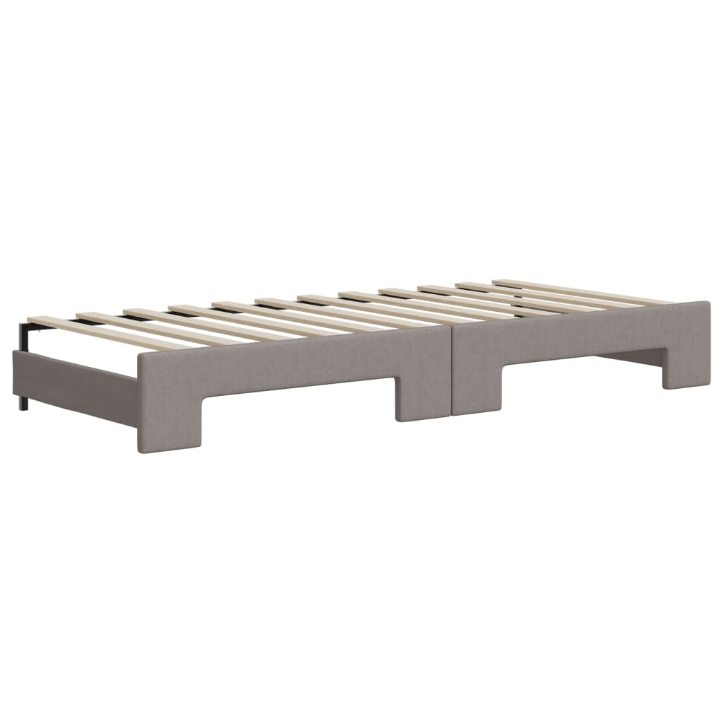 daybed med udtræk og skuffer 80x200 cm stof gråbrun