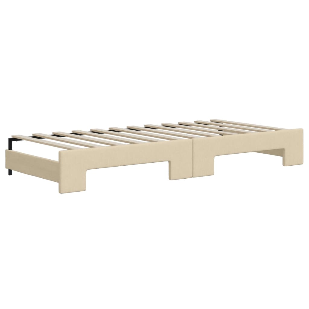 daybed med udtræk og skuffer 80x200 cm stof cremefarvet