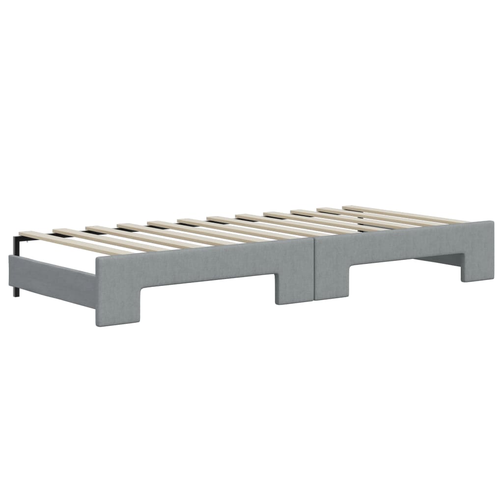 daybed med udtræk og skuffer 90x200 cm stof lysegrå