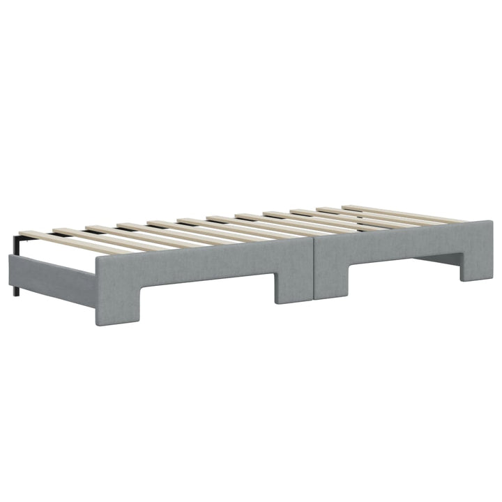 daybed med udtræk og skuffer 90x200 cm stof lysegrå