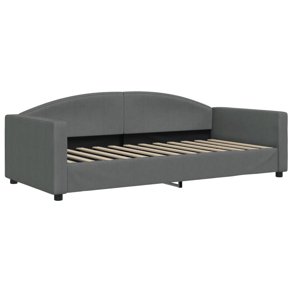 daybed med udtræk og skuffer 90x200 cm stof mørkegrå