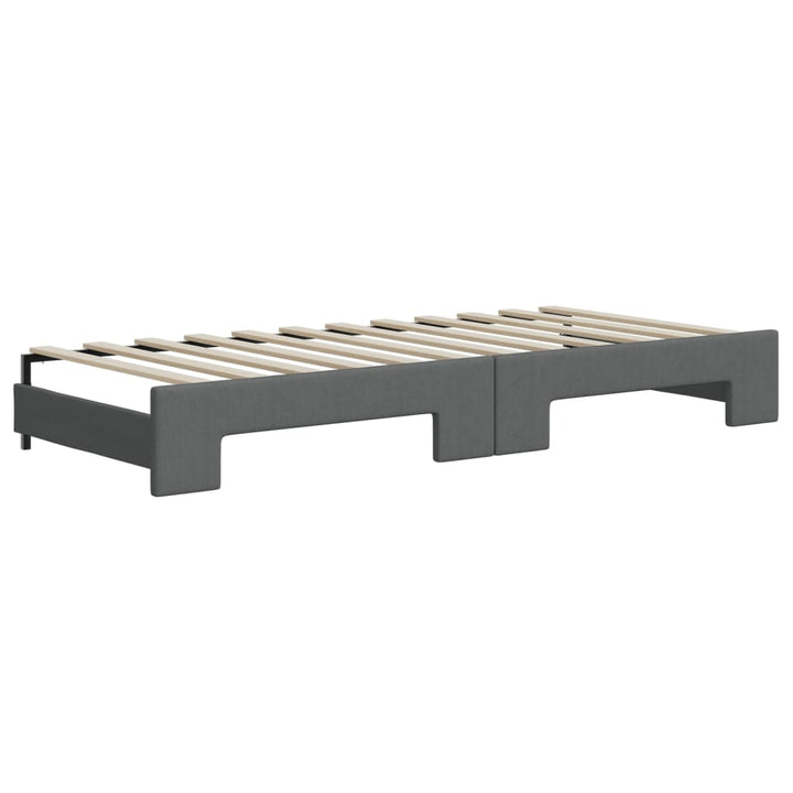 daybed med udtræk og skuffer 90x200 cm stof mørkegrå