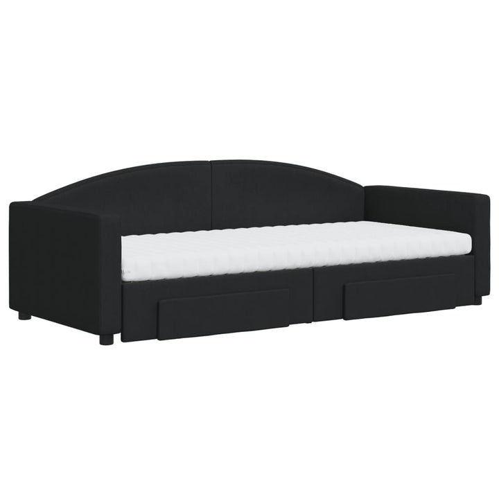 daybed med udtræk og skuffer 80x200 cm stof sort