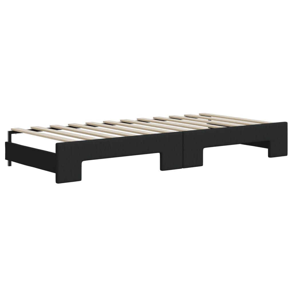 daybed med udtræk og skuffer 80x200 cm stof sort