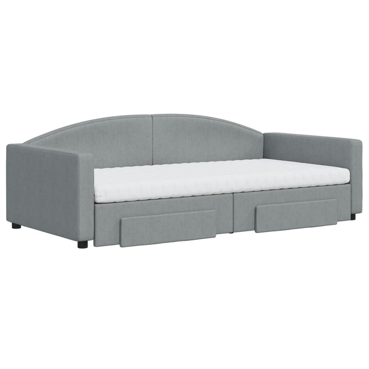 daybed med udtræk og skuffer 100x200 cm stof lysegrå