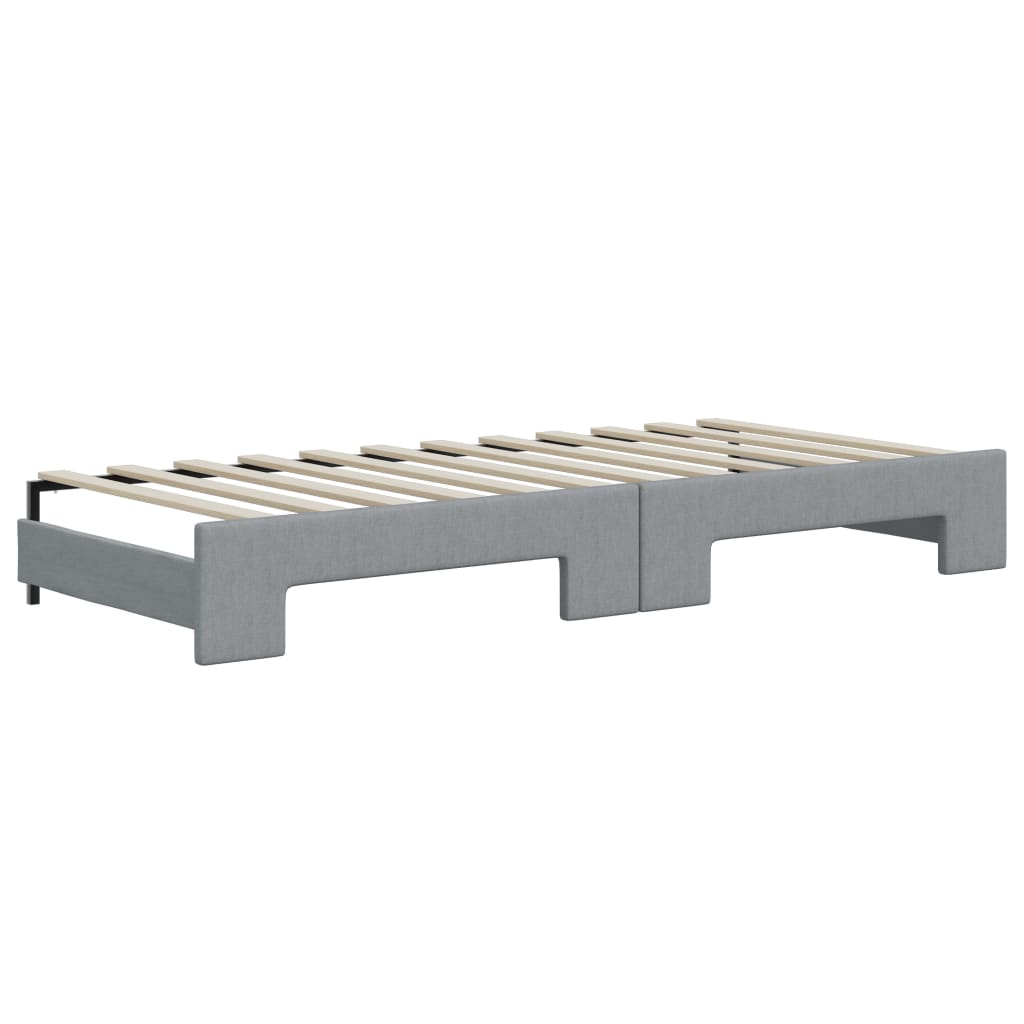 daybed med udtræk og skuffer 100x200 cm stof lysegrå