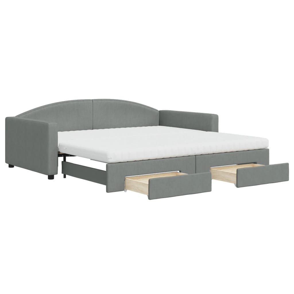daybed med udtræk og skuffer 100x200 cm stof mørkegrå
