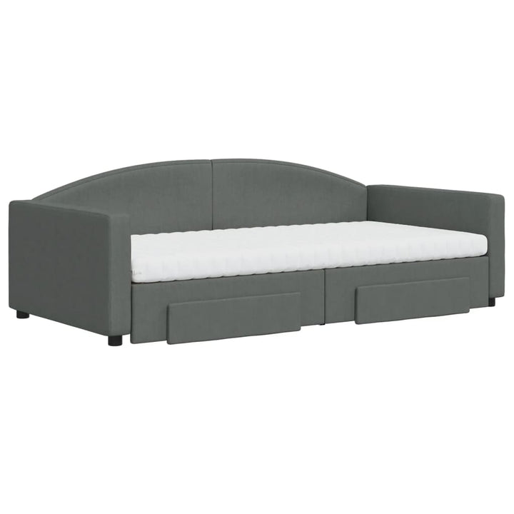 daybed med udtræk og skuffer 100x200 cm stof mørkegrå