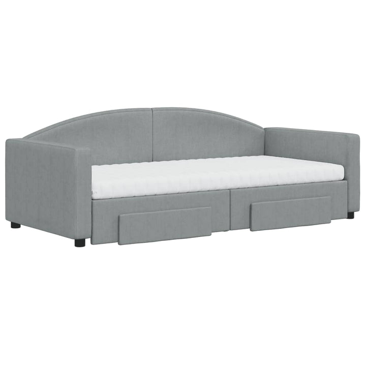 daybed med udtræk og skuffer 90x190 cm stof lysegrå