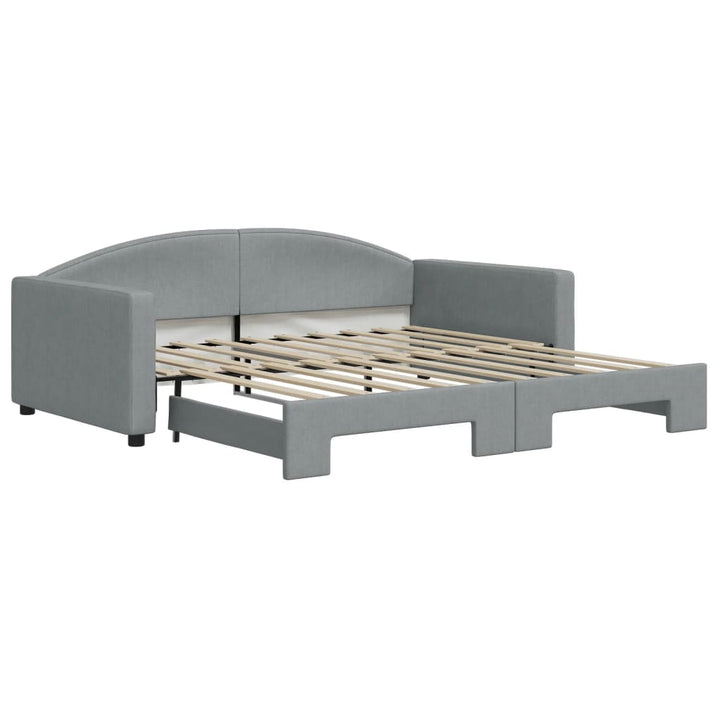 daybed med udtræk 100x190 cm stof lysegrå