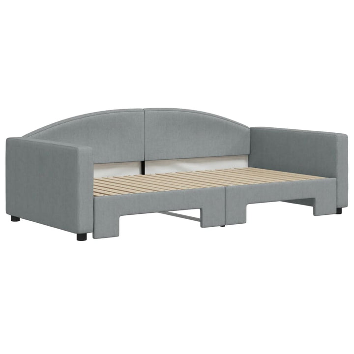 daybed med udtræk 100x190 cm stof lysegrå