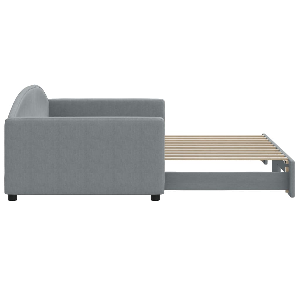 daybed med udtræk 100x190 cm stof lysegrå