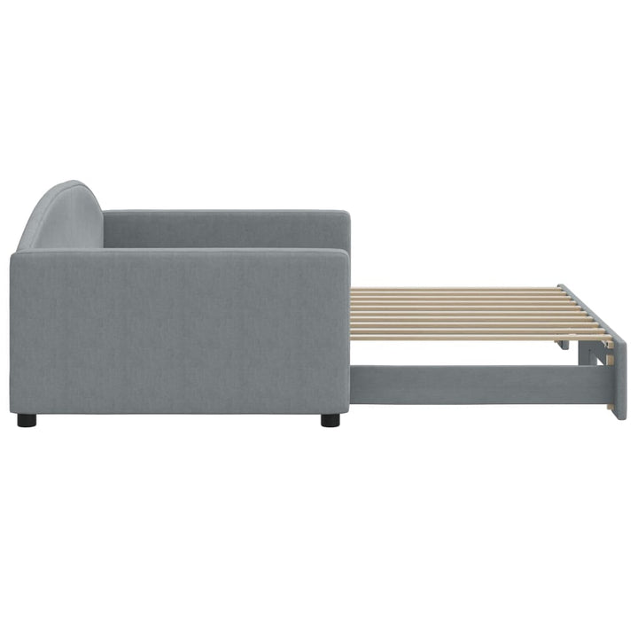 daybed med udtræk 100x190 cm stof lysegrå