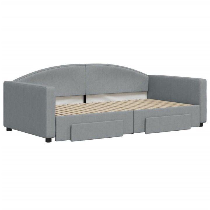 daybed med udtræk og skuffer 100x190 cm stof lysegrå